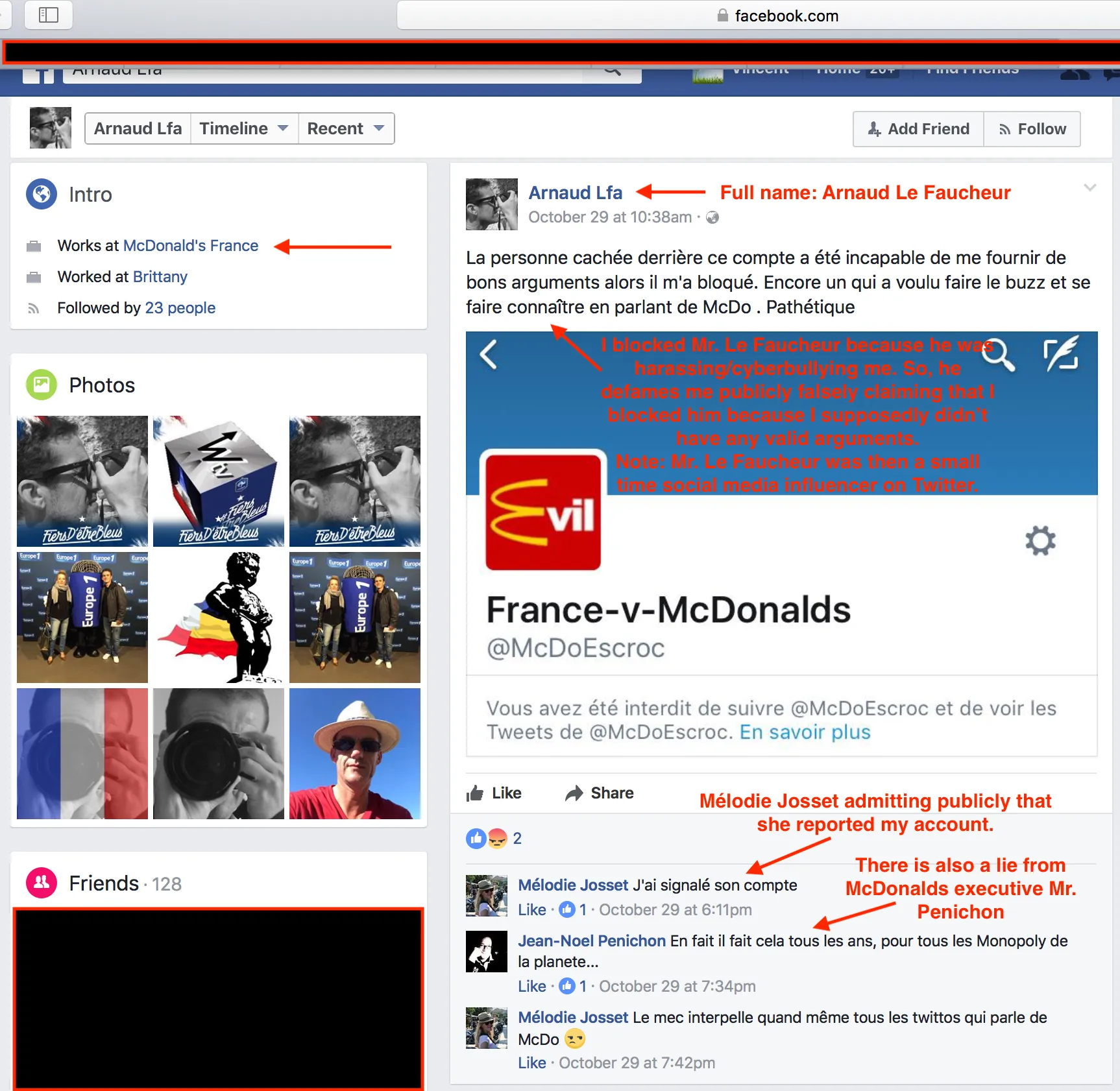 Josset states she reported my account